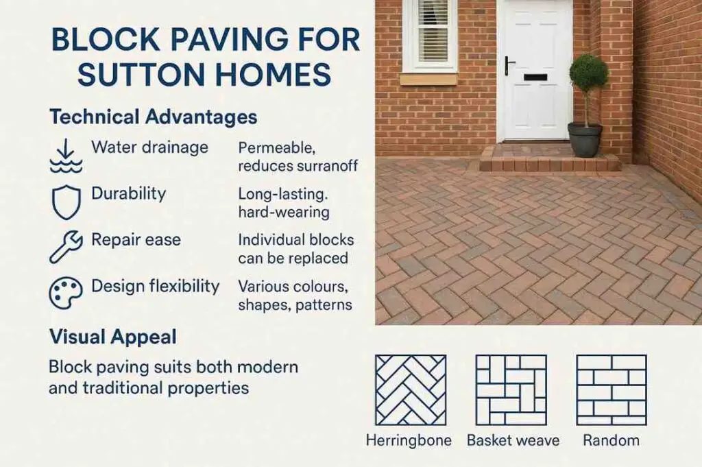 modern driveway and patio design in Sutton home