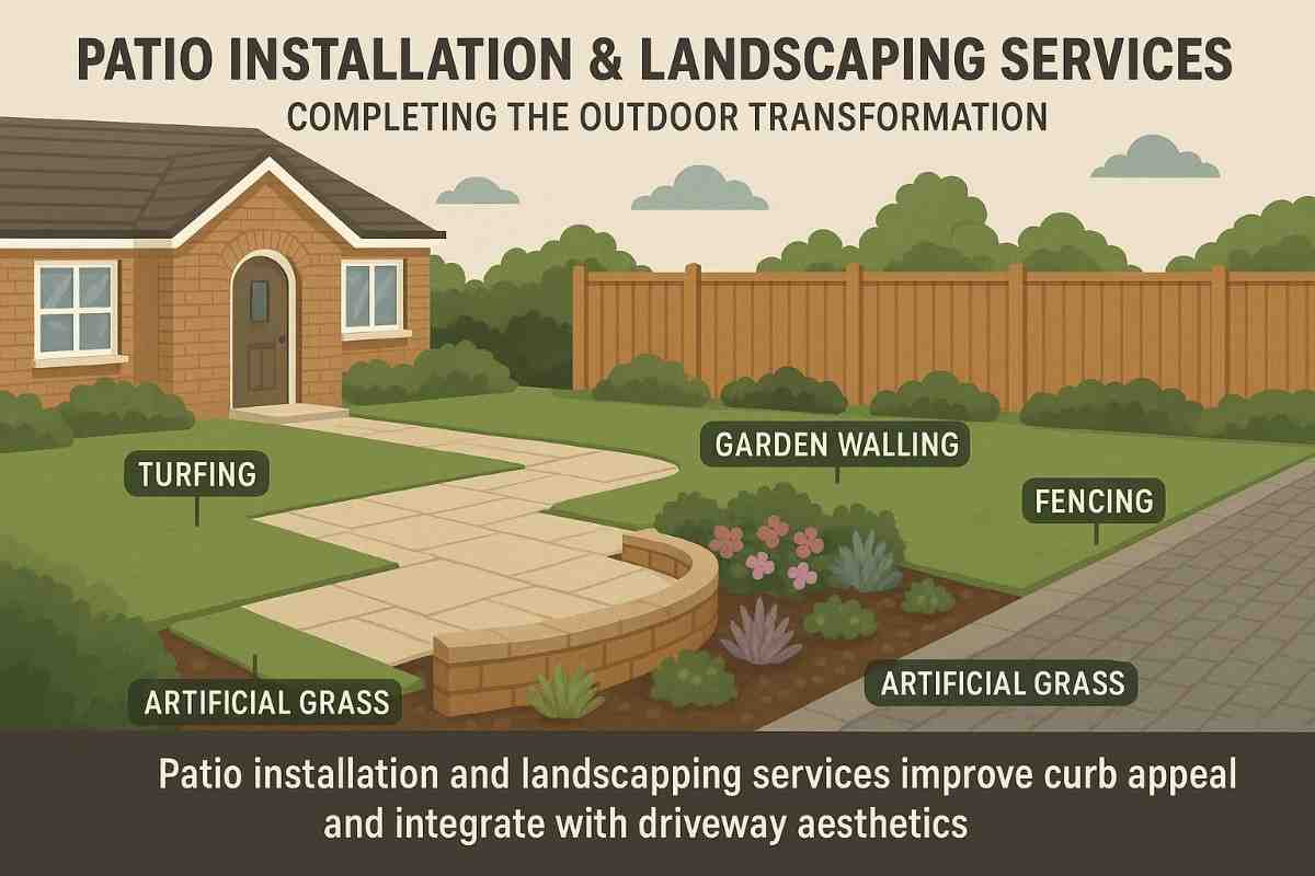 landscaping with driveway edging in Sutton